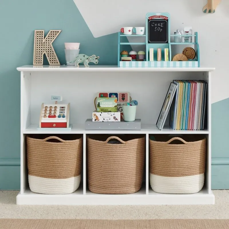 White 4 section open shelf unit