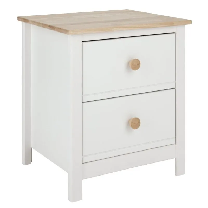 2 drawer bedside unit with oak top