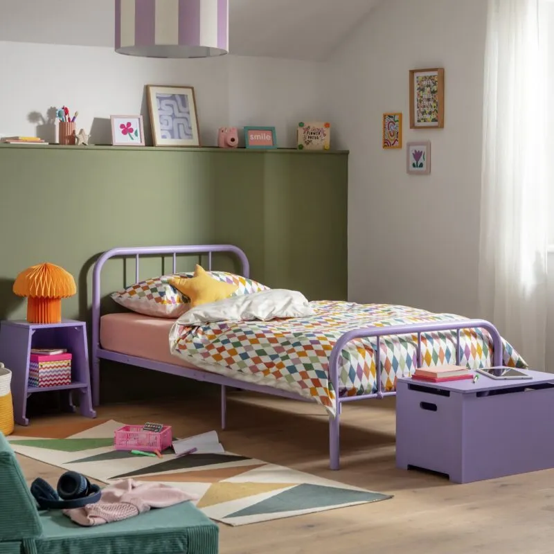 Lilac metal bed frame