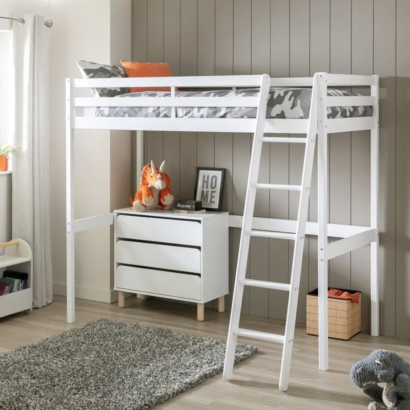 White high sleeper bed frame