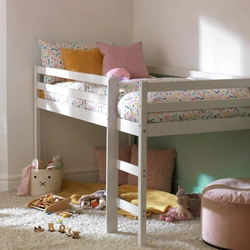 White mid sleeper bed frame