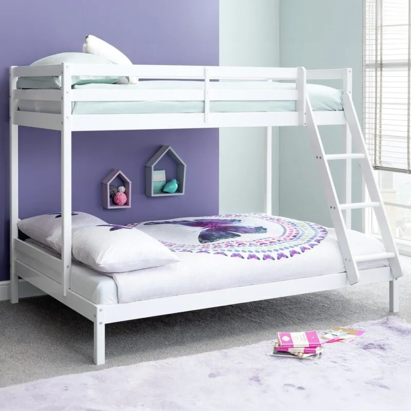 White triple sleeper bed frame