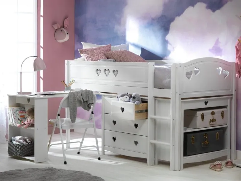 White mid sleeper with storage