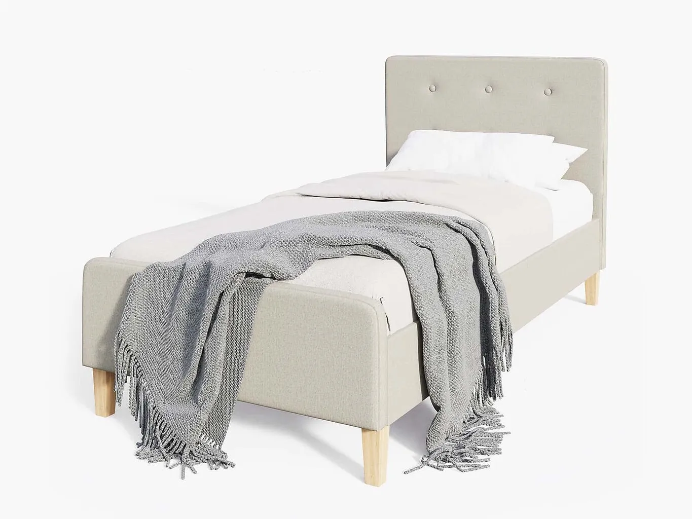 Natural fabric upholstered single bed