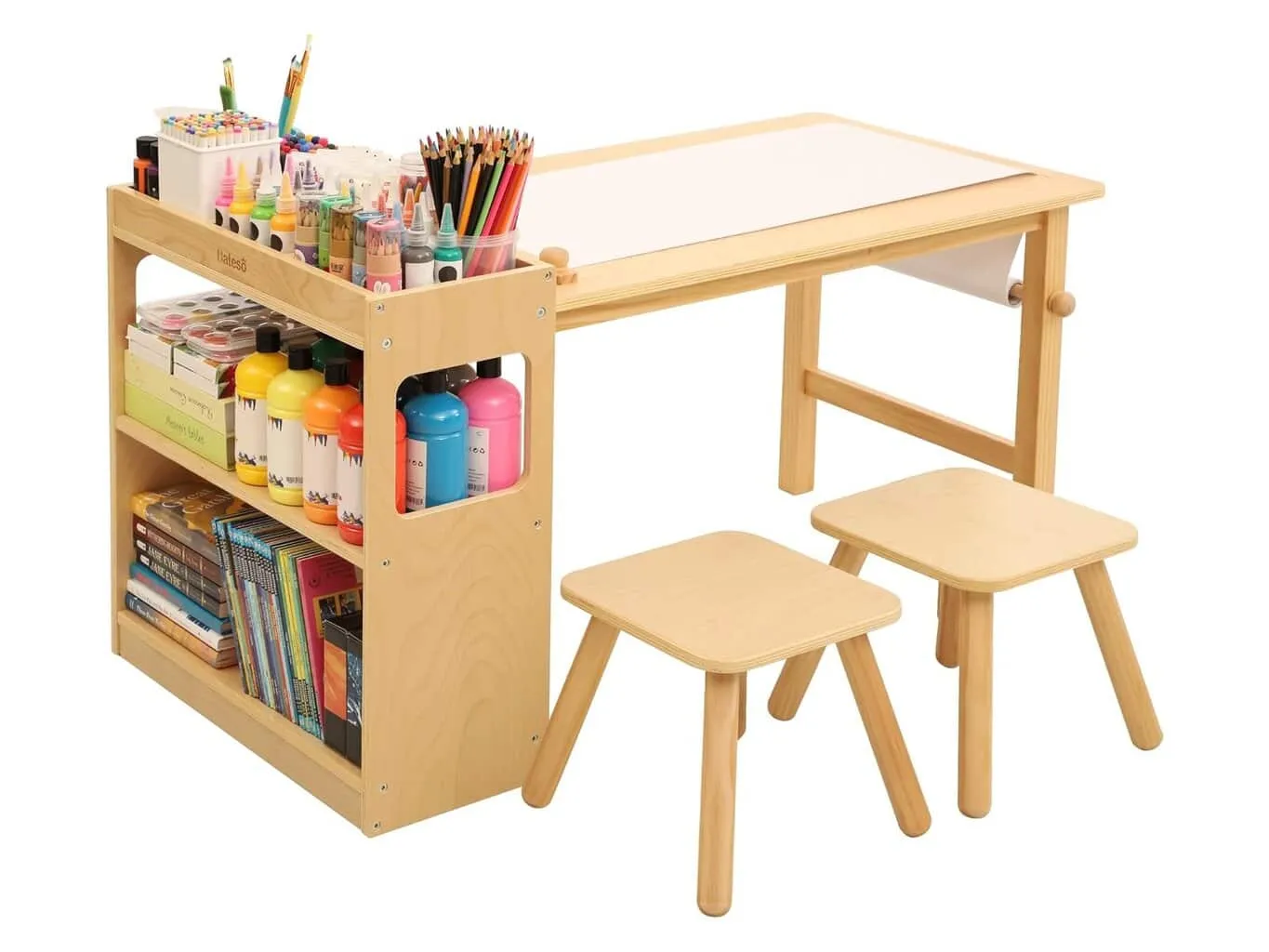 Art table and two stools