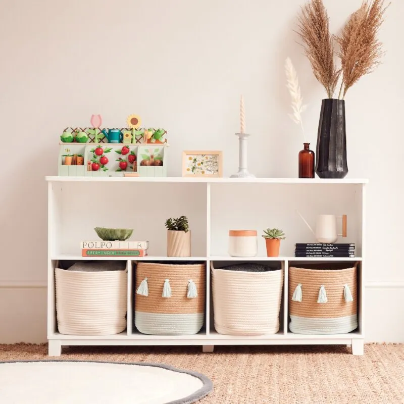 Wide 6 section white storage unit