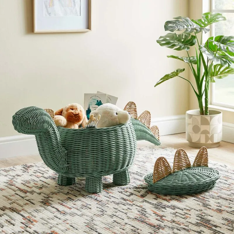 Dinosaur shaped rattan storage basket