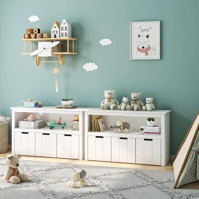 Pair of white 3-drawer cabinets