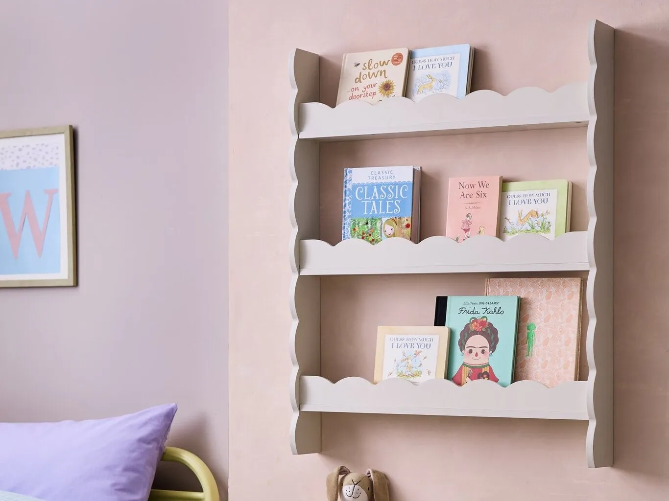 Grey-painted wall shelf