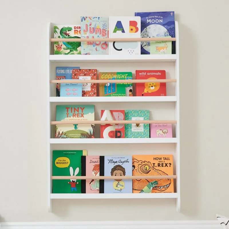 White wall-mounted bookcase