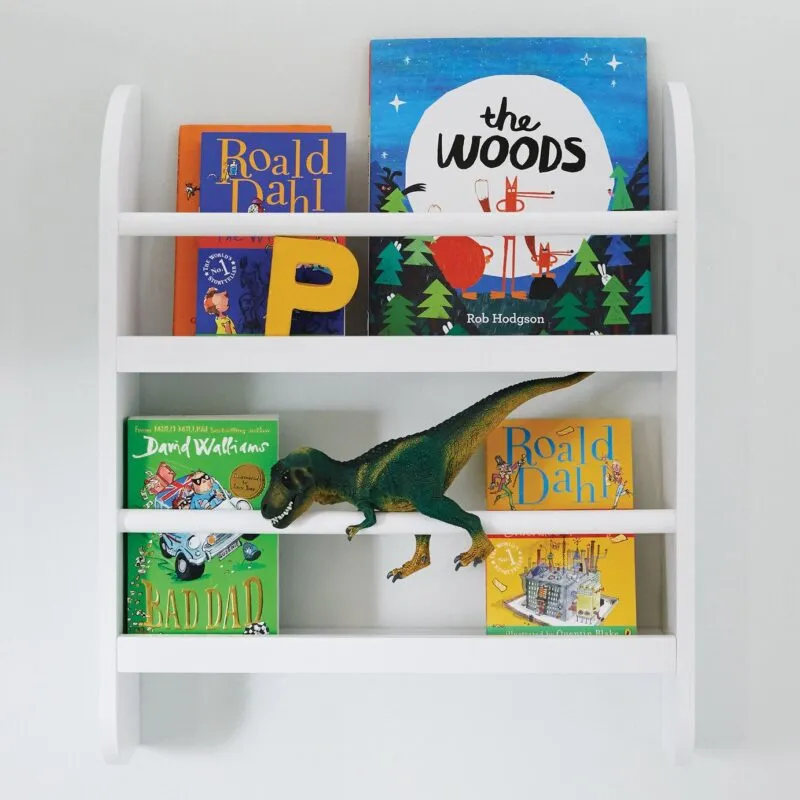 Mini white wall-mounted bookcase