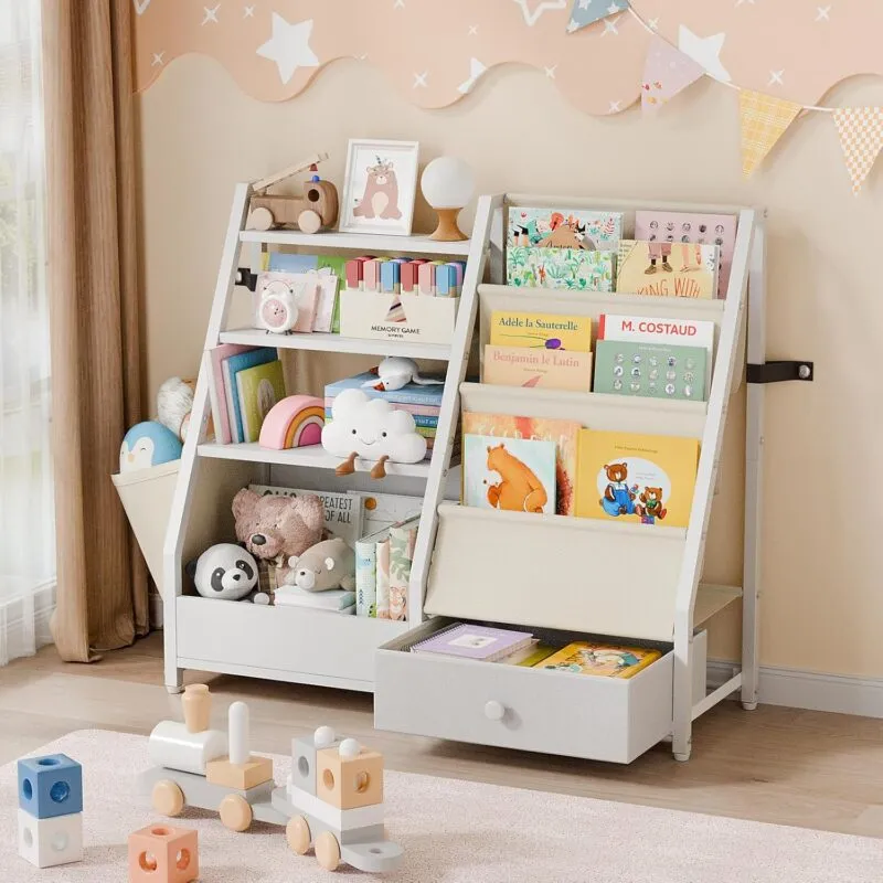 Leaning bookcase and shelving unit