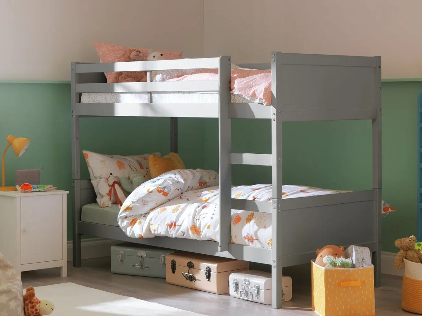 Grey-painted bunk bed