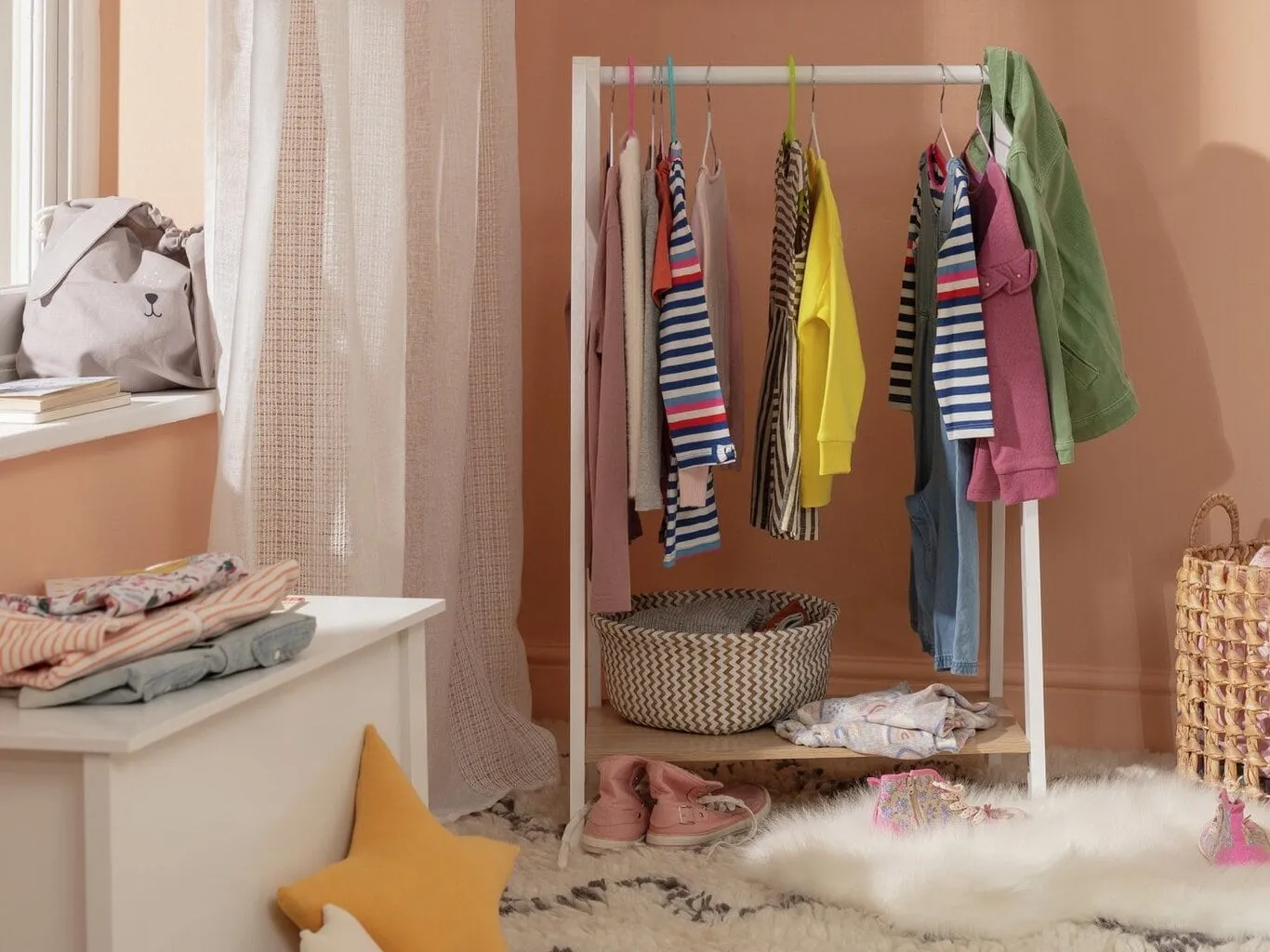 White clothes rail