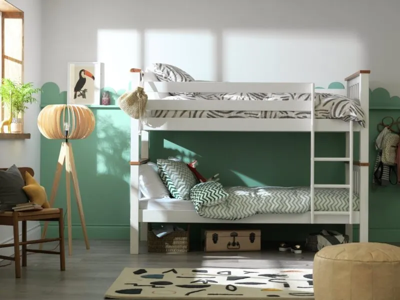 White-painted bunk bed