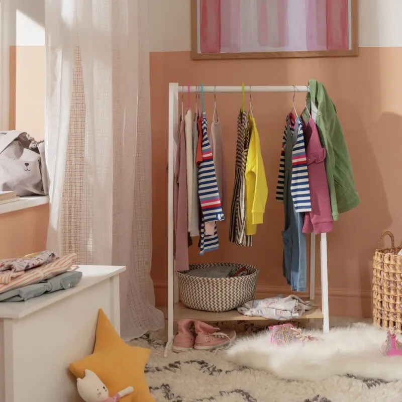 Kid's white-painted dressing rail