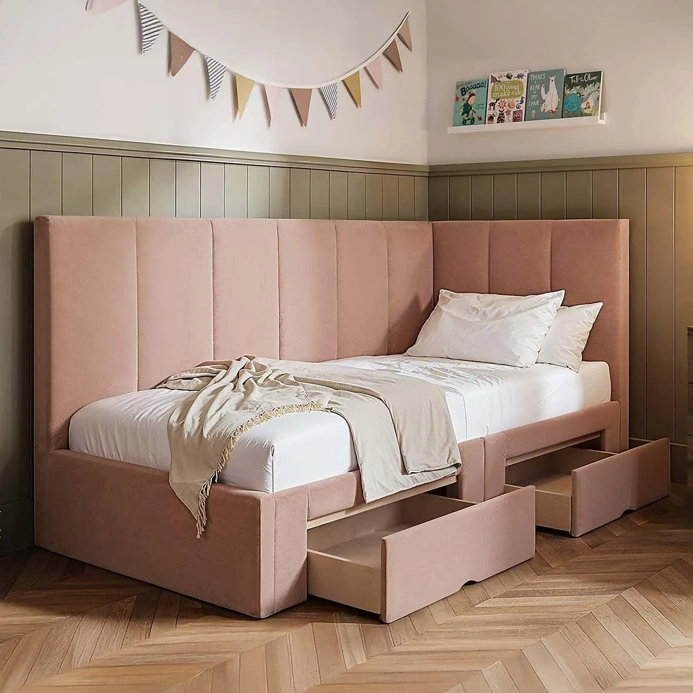Pink corner bed