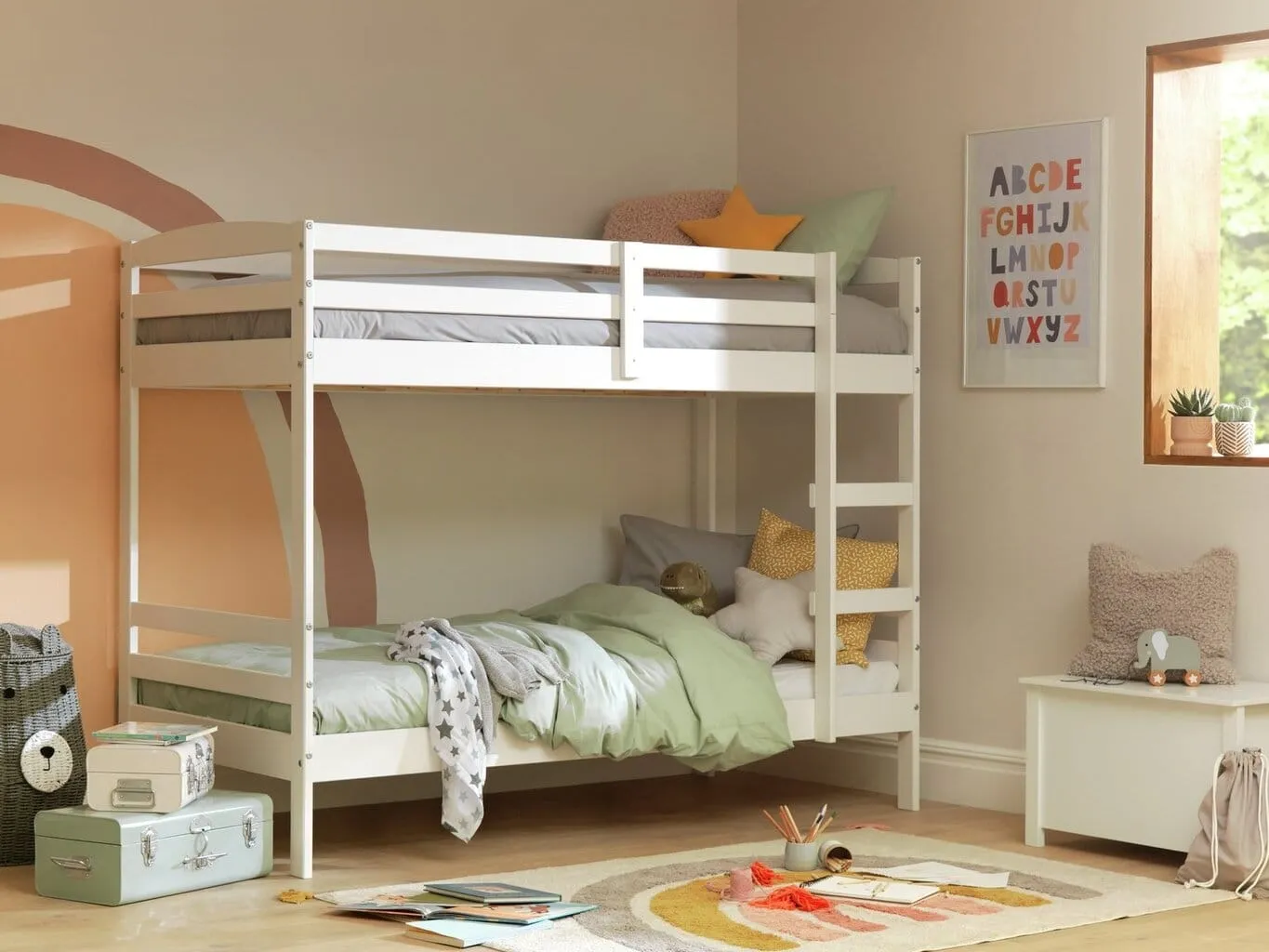 White-painted bunk bed