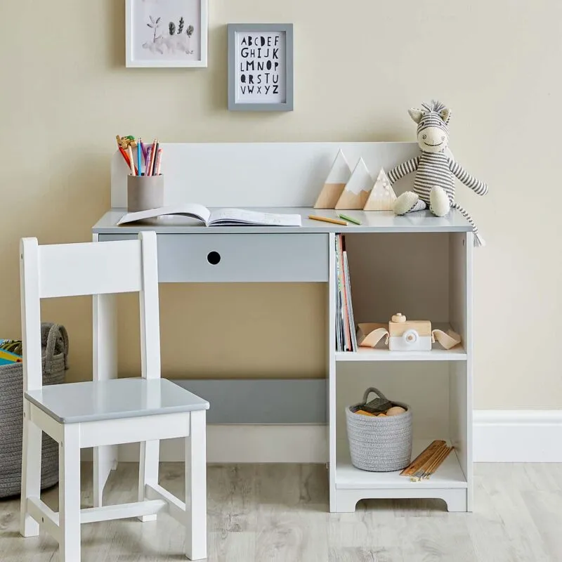 Grey/white kid’s desk and chair set