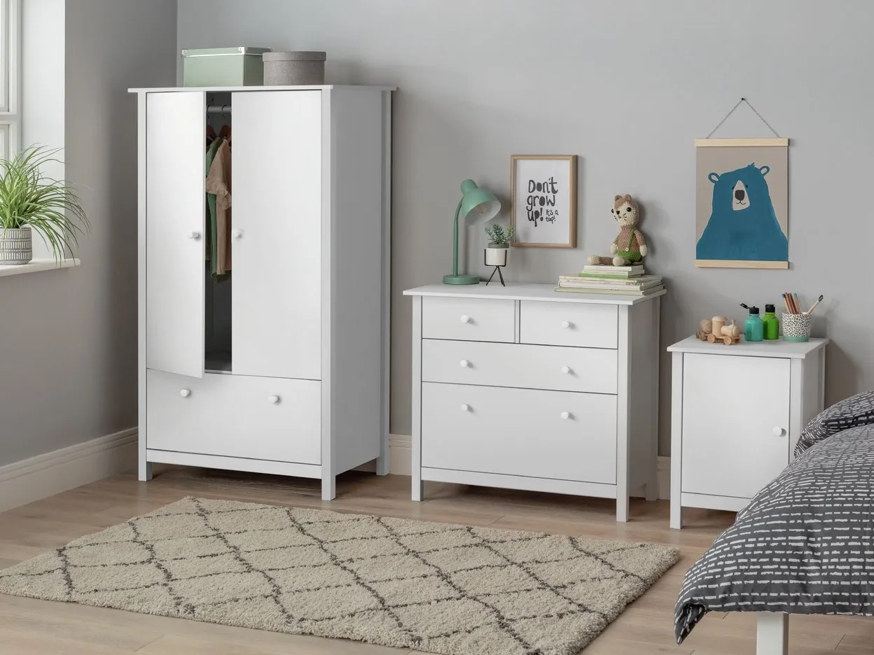 White wardrobe and drawer chest