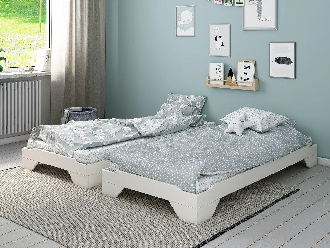 Stackable single beds
