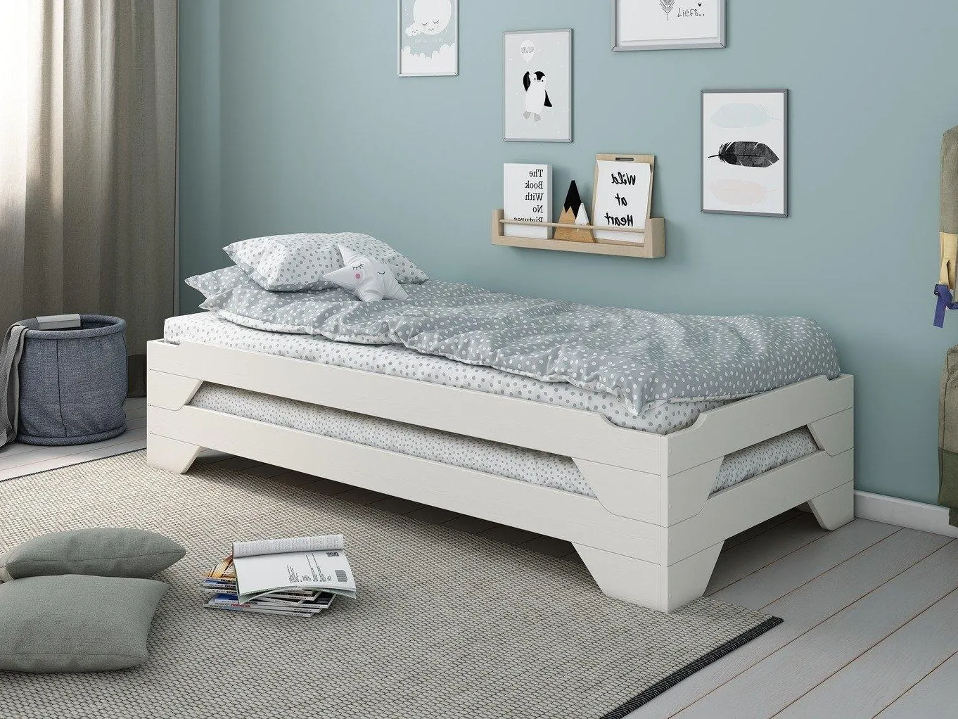 Stacking single beds