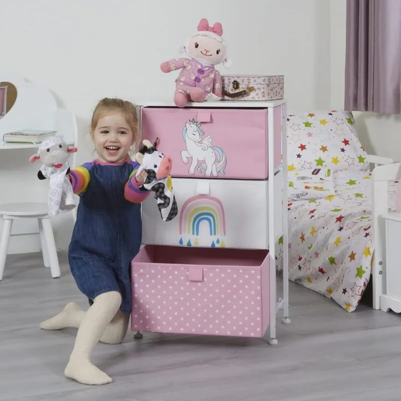 Kid's unicorn 3-drawer unit