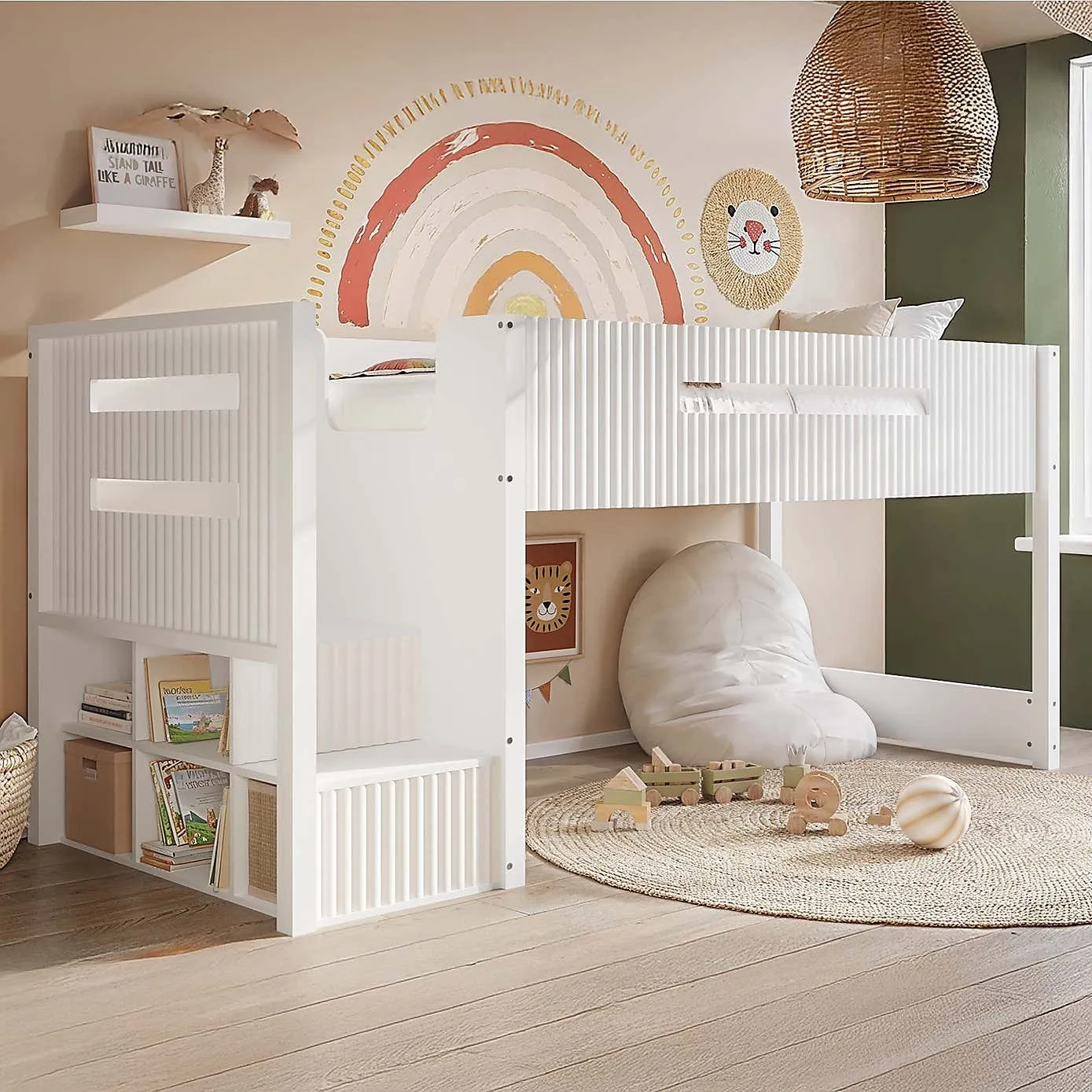 White midsleeper bed
