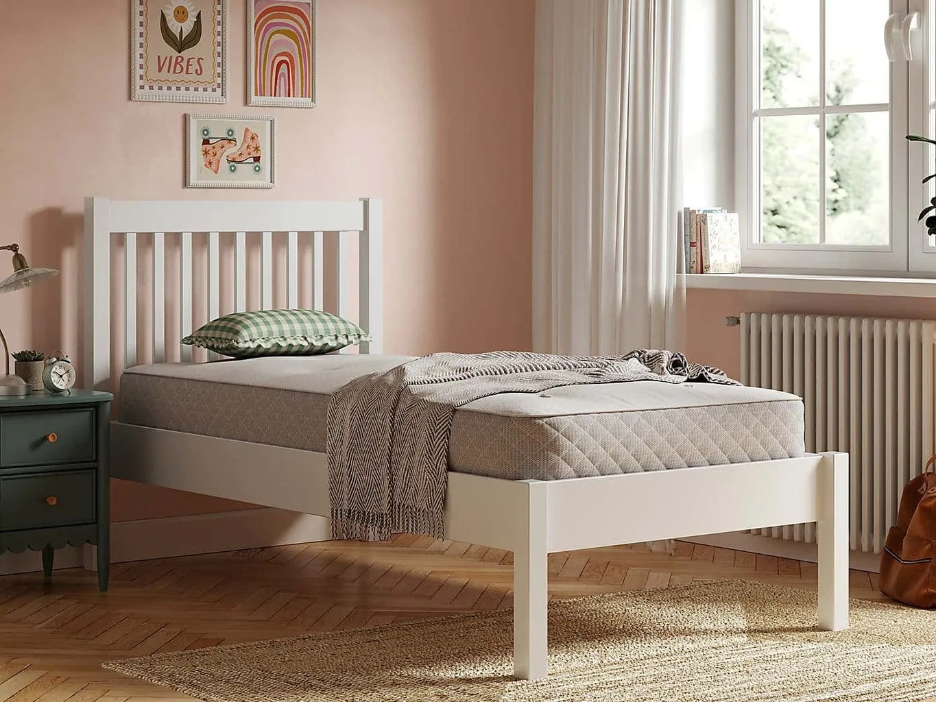 White-painted single bed