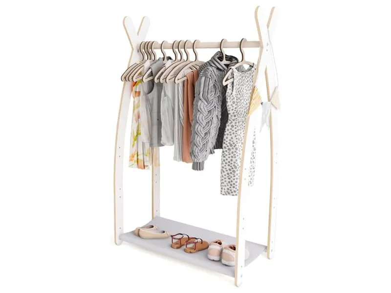 Single clothes rail with one shelf