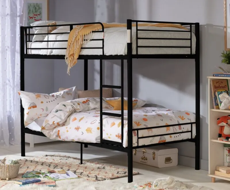 Black metal bunk bed