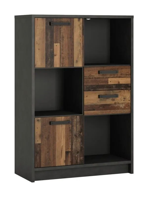 Dark oak and black finish  bookcase