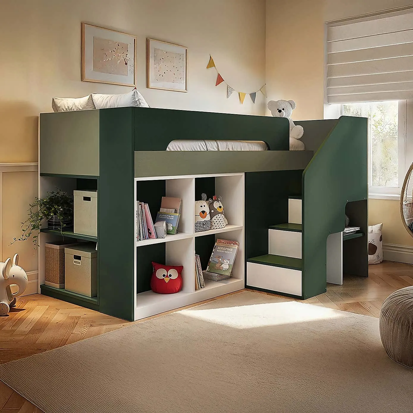Quinn Midsleeper Bed Frame Green Green midsleeper bed