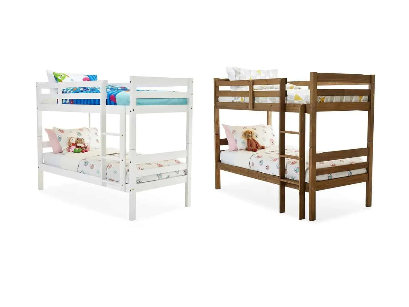 White and natural pine bunkbeds