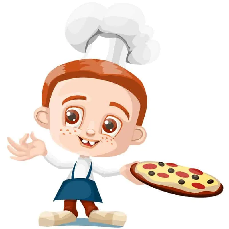 Boy with pizza