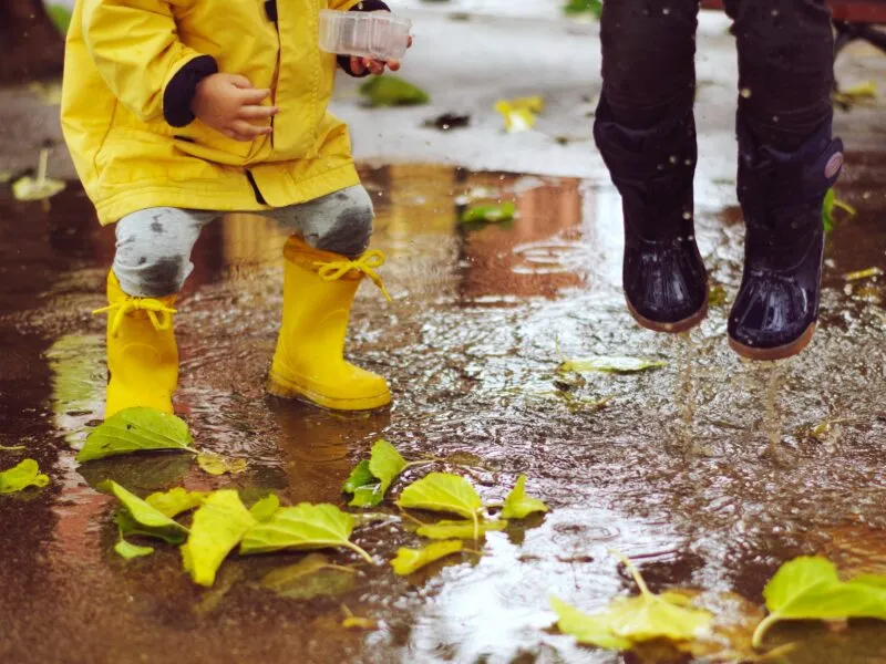Kid’s playing in the rain